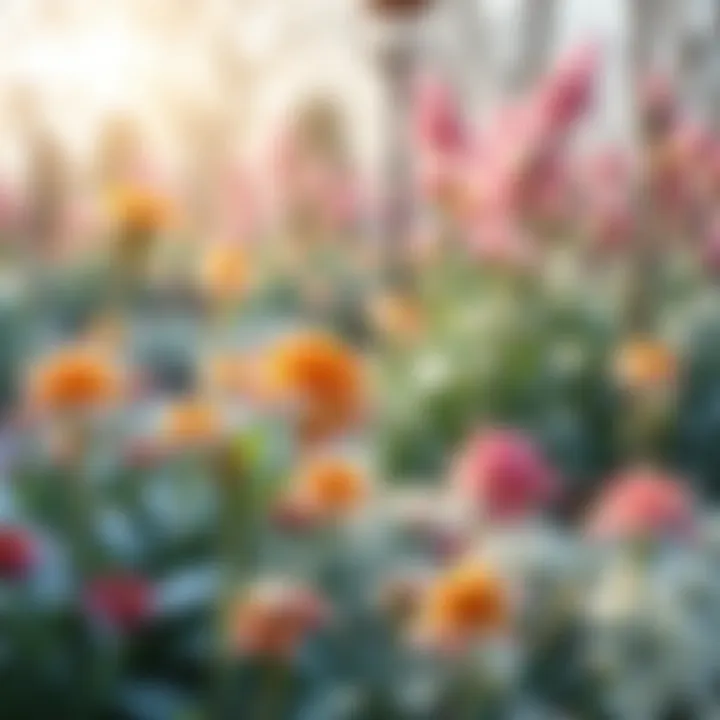 A serene garden showcasing winter flowers